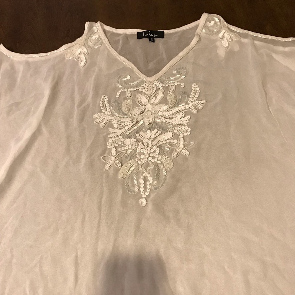 Lulus white sheer bathing suit cover up!